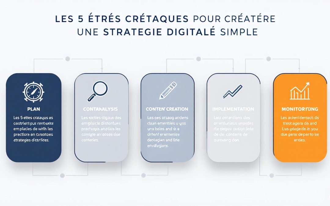 découvrez les 5 étapes concrètes pour élaborer une stratégie digitale simple et efficace, adaptée à votre entreprise pour maximiser votre présence en ligne.